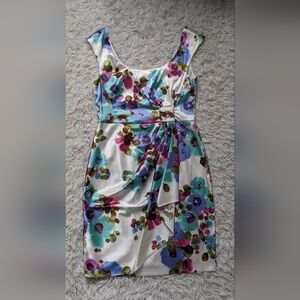 Maggy London Asymmetrical Dress - White and Blue Floral